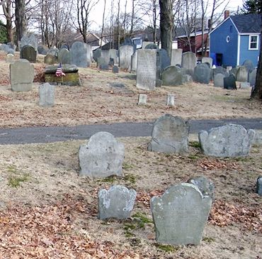 A color photograph of the Old North Burying Ground of Ipswich, Massachusetts