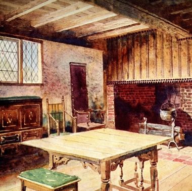 A watercolor reproduction of the Hart Room