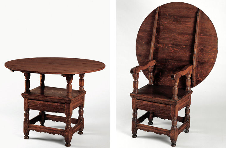 Two views of a chair-table from the Hart Room