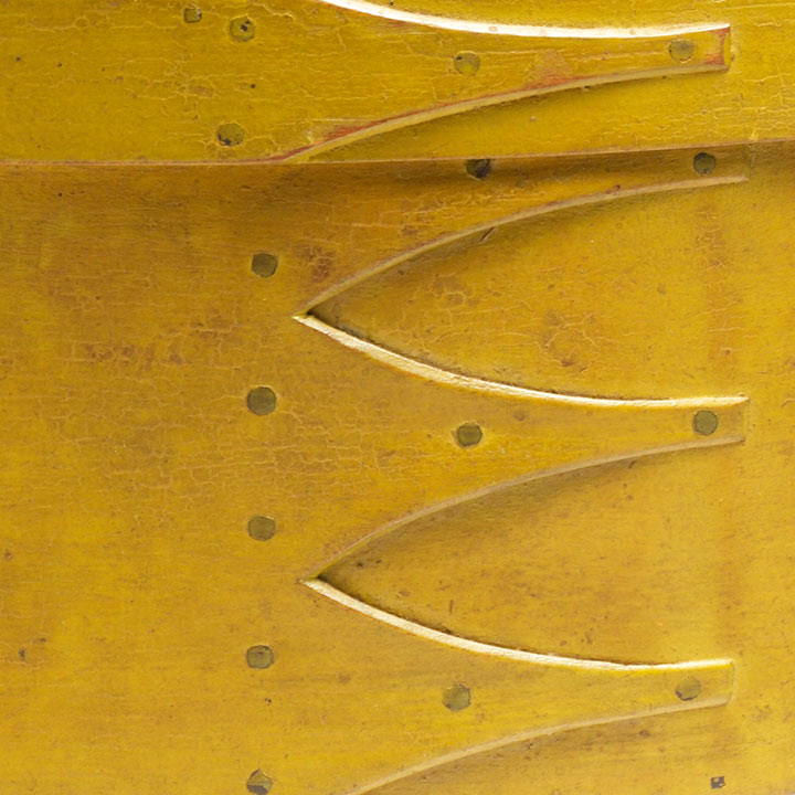Detail of a yellow maple and pine box with zig-zag detailing by the Shakers