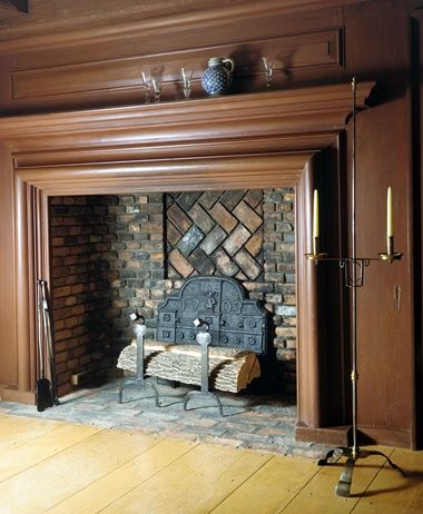 Fireplace along the wall in the Wentworth Room