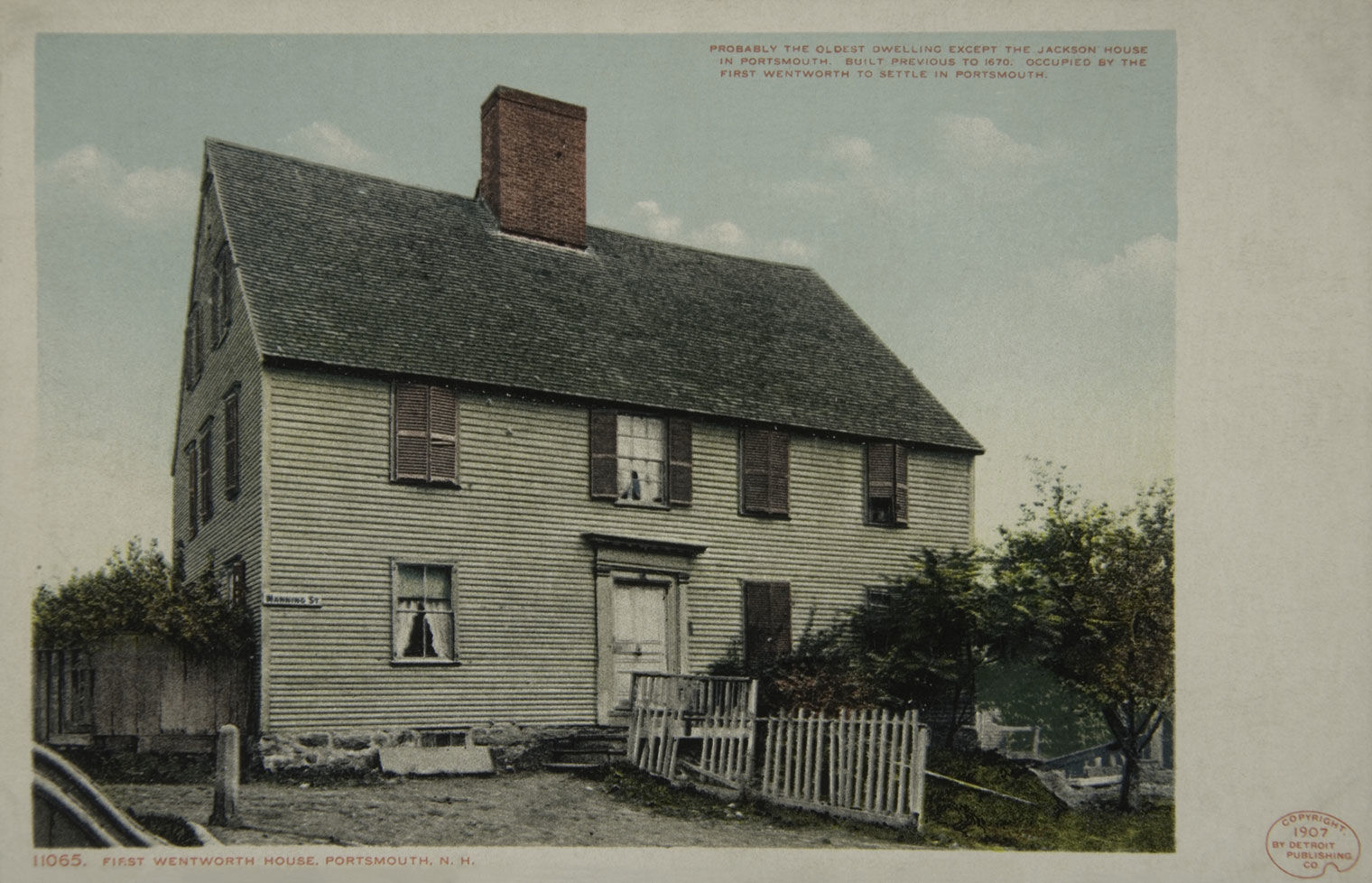 The Wentworth House on its original site on Manning Street as seen in a 1907 postcard