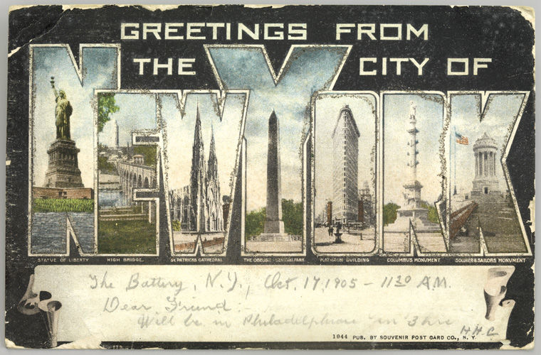 1905 postcard featuring images of New York City
