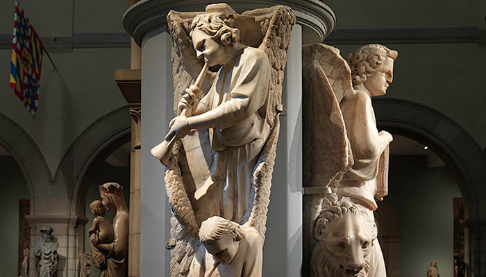 Workshop of Giovanni Pisano | Pilaster of Angels Sounding Trumpets | 10.203.1