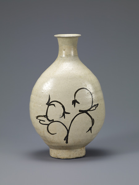 Flask-Shaped Bottle with Floral Decoration