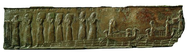 Phoenician ships on fragments from a bronze band. Musée de Louvre, Paris, Départment des Antiquités Orientales