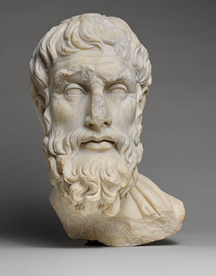 Marble head of Epikouros