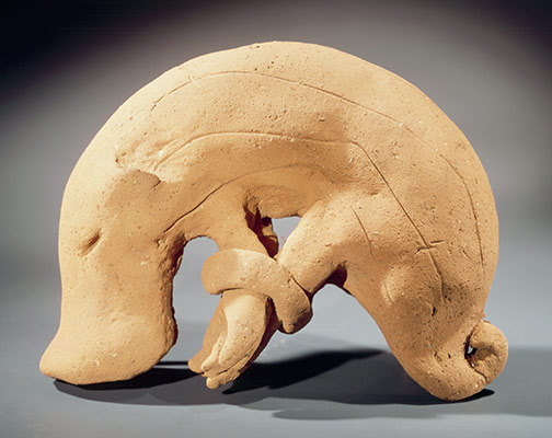 Haniwa (Hollow Clay Sculpture) of a Boar with Bound Feet