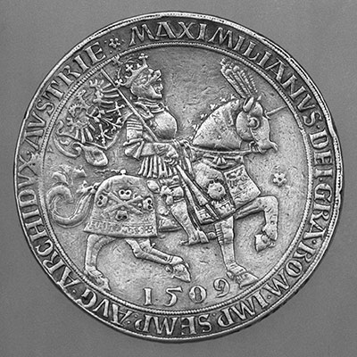 Presentation Coin (Doppelguldiner) Showing Maximilian I (1459–1519)
