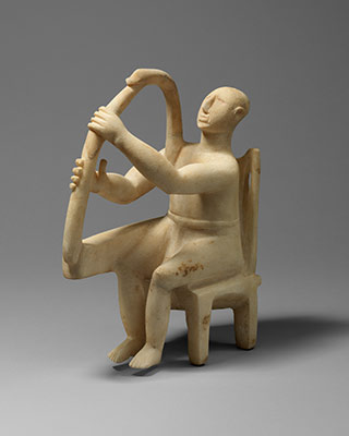 Marble seated harp player