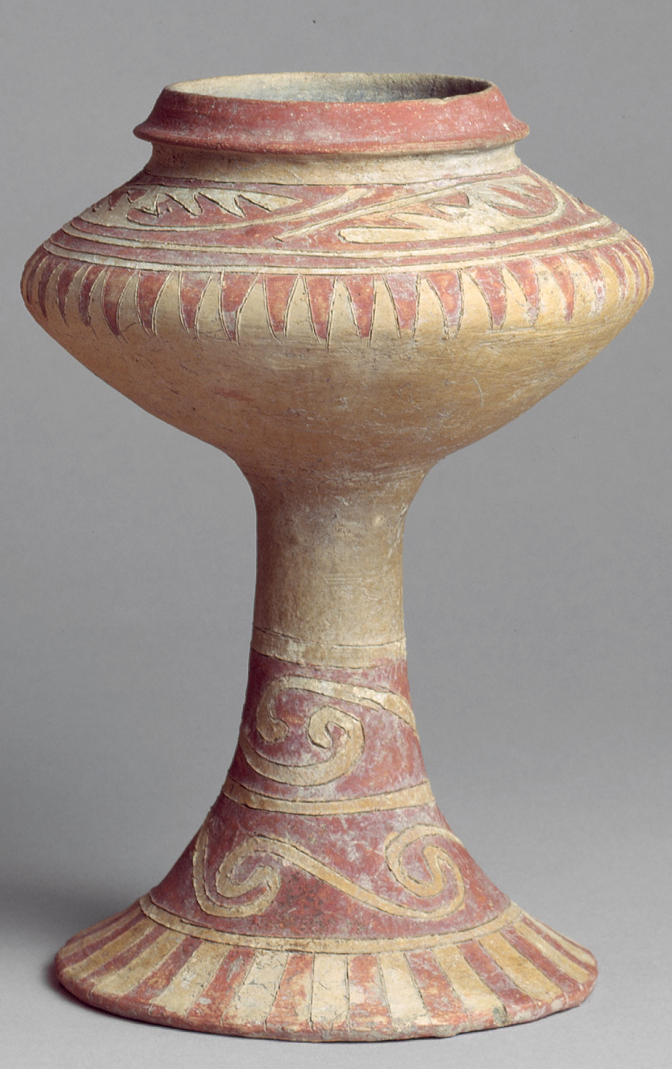 Stem Vase with Incised and Painted Design