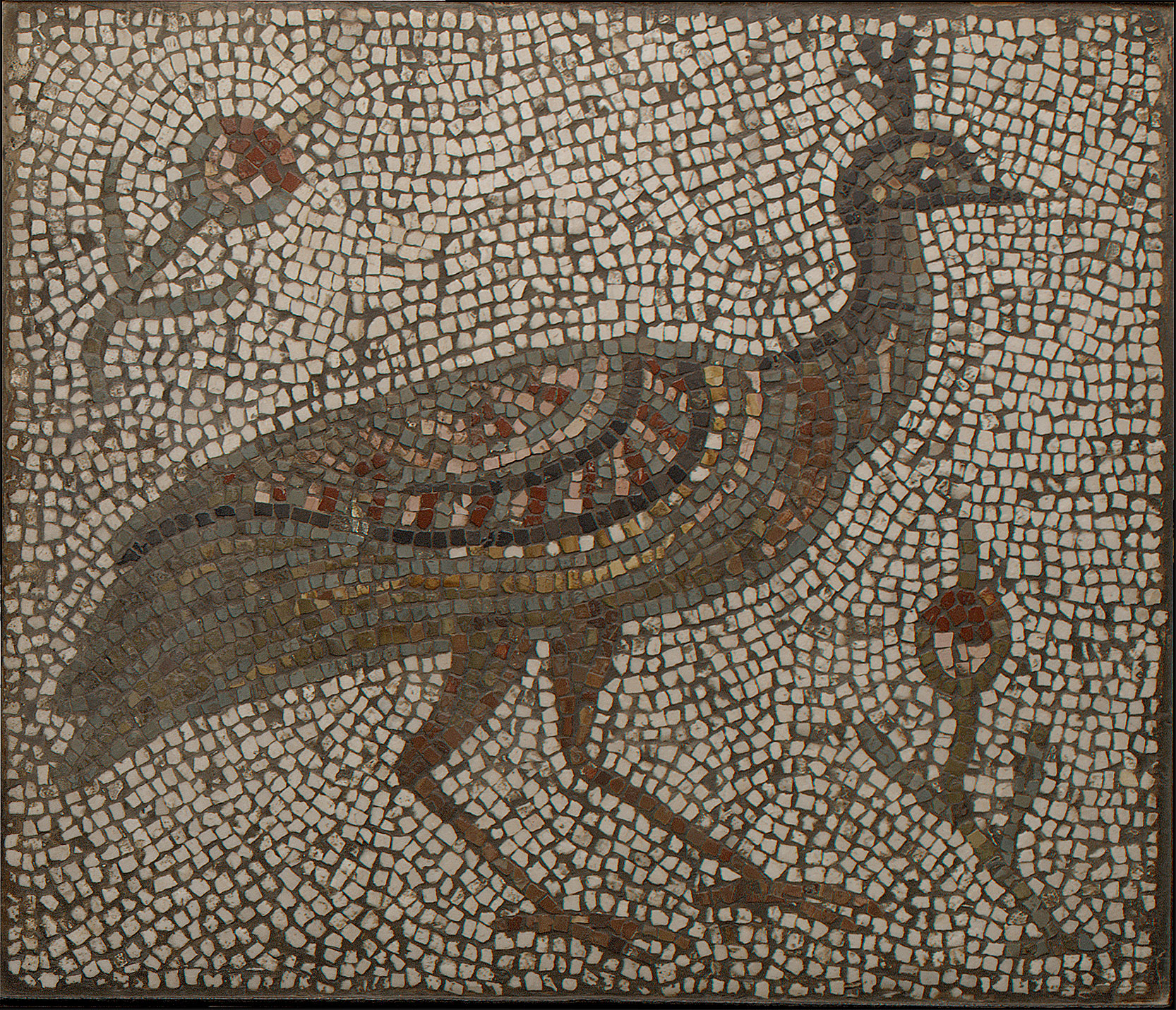 Mosaic with a Peacock and Flowers