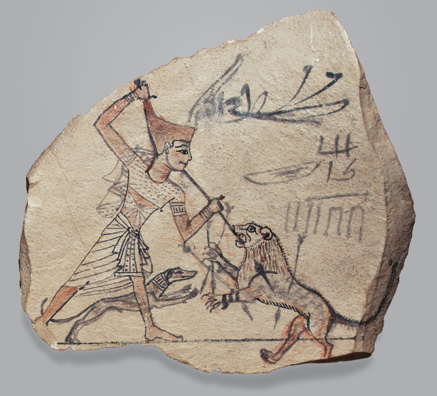 Artists Sketch of Pharaoh Spearing a Lion