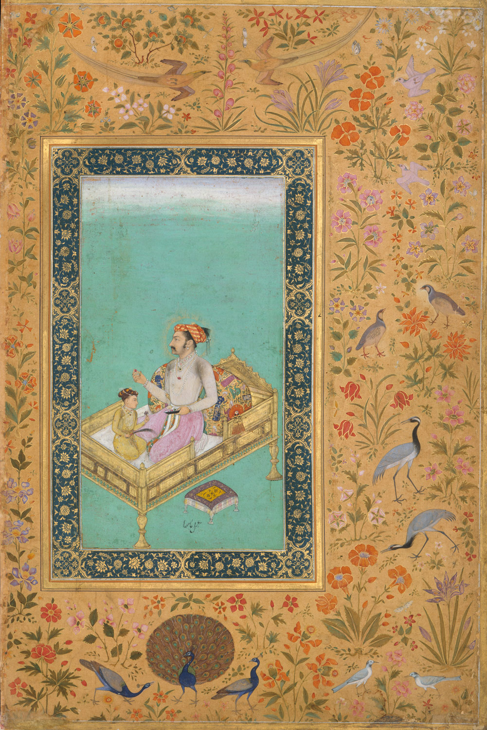 The Emperor Shah Jahan with his Son Dara Shikoh, Folio from the Shah Jahan Album