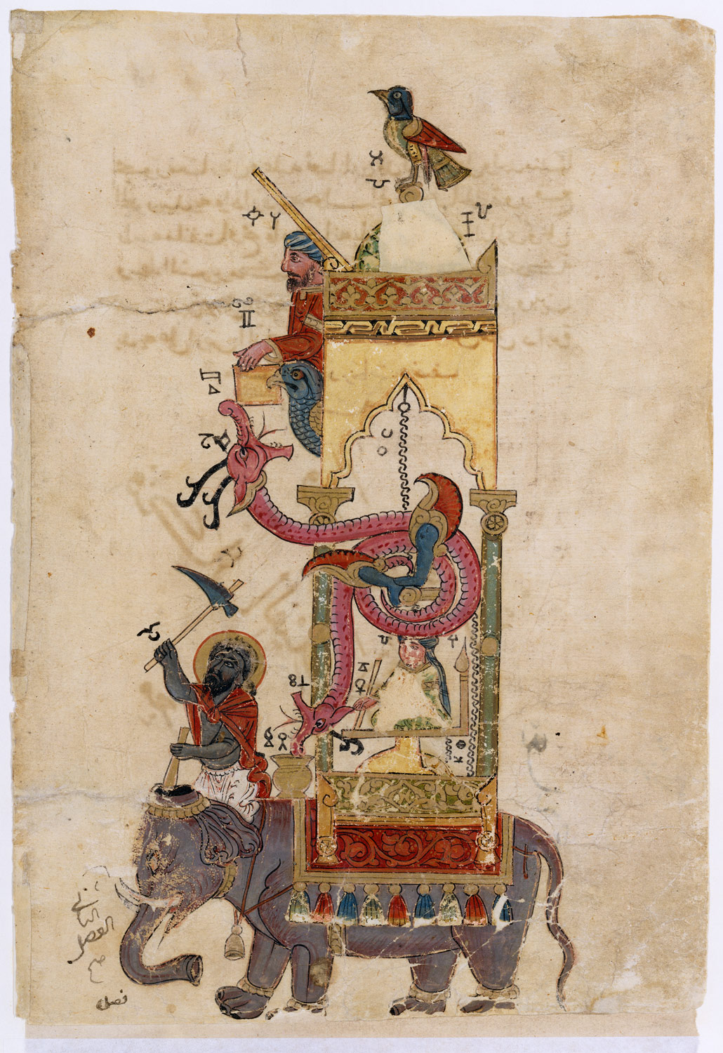 The Elephant Clock, Folio from a Book of the Knowledge of Ingenious Mechanical Devices by al-Jazari