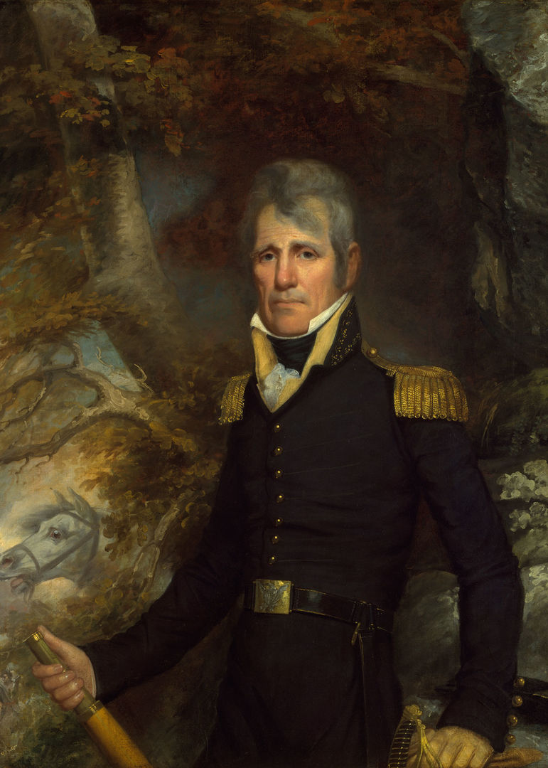 A painting of a middle-aged man with gray hair and an early 19th-century military outfit.
