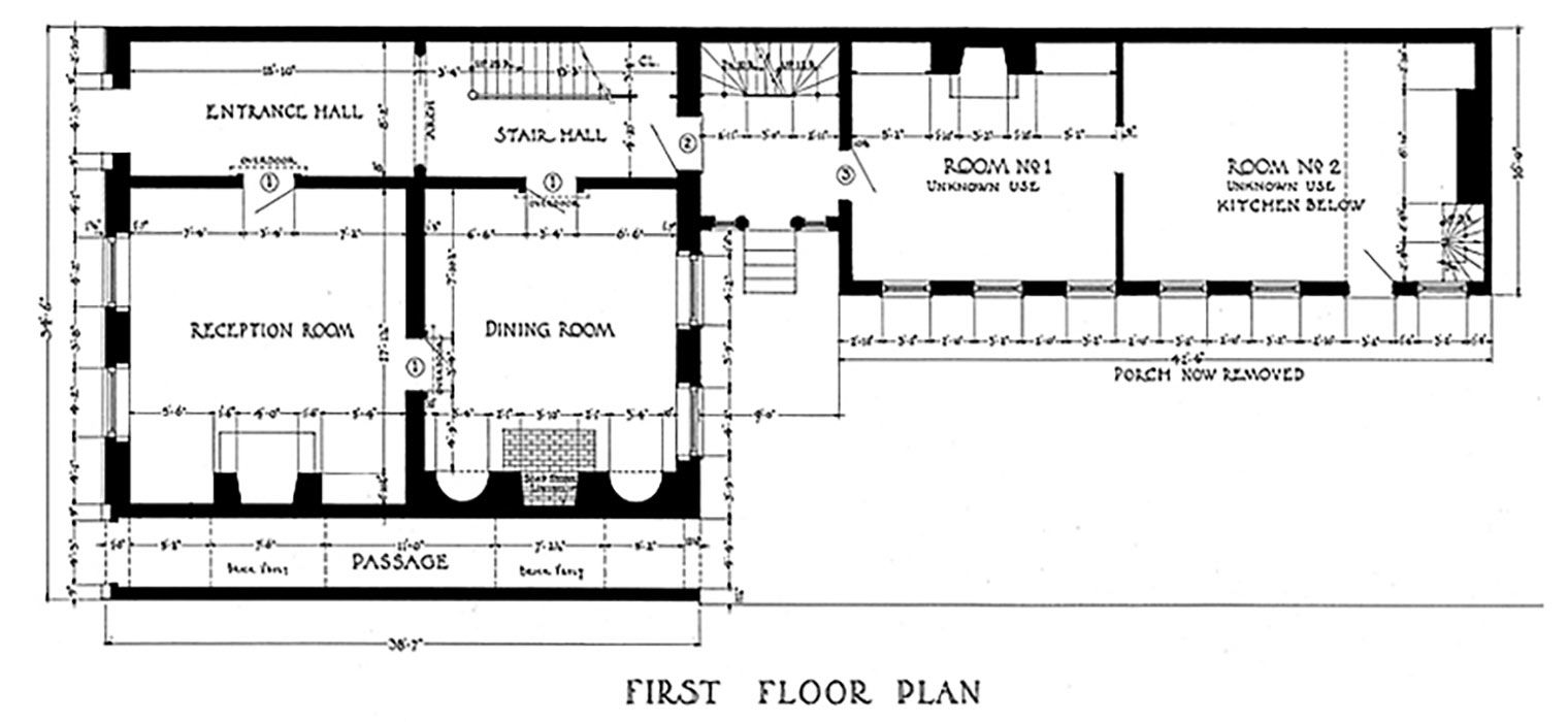 Floor plan of a typical 19th-century Baltimore row house