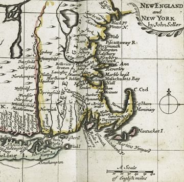 Map of New England and New York, 1700