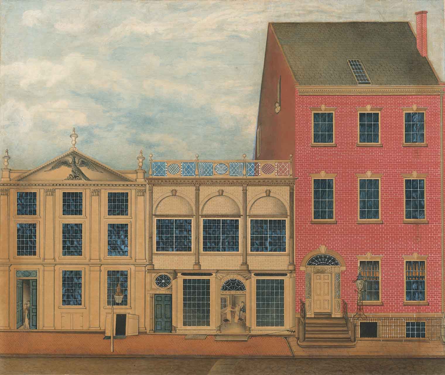 1816 watercolor painting of Duncan Phyfe's workshop in New York City