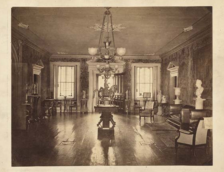 Photograph of the library at the Van Rensselaer Manor.