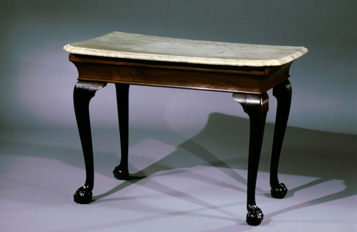 Mahogany and marble slab table