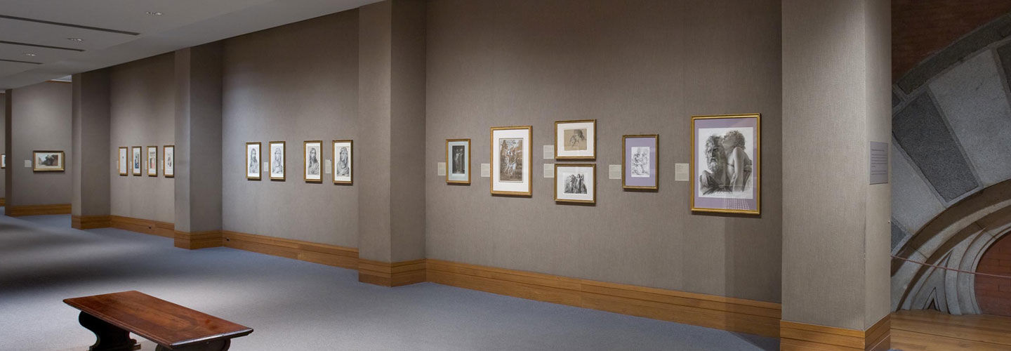 View of a selection of drawings on view in the Robert Wood Johnson, Jr. Gallery