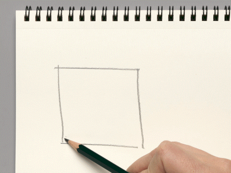 A moving image of a hand making cross-hatched pencil marks on a piece of paper.