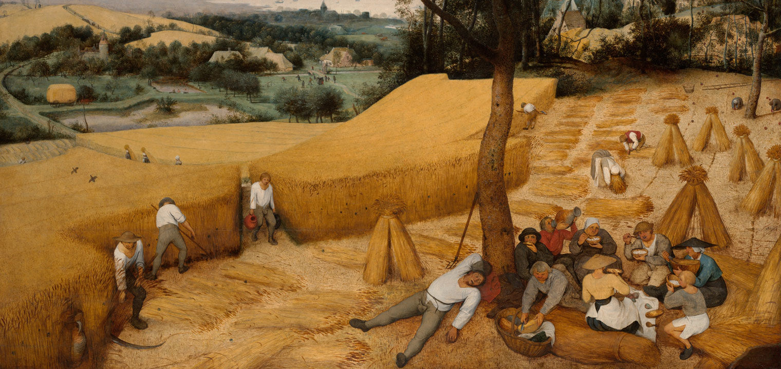 Detail view of Pieter Bruegel the Elder's painting "The Harvesters"