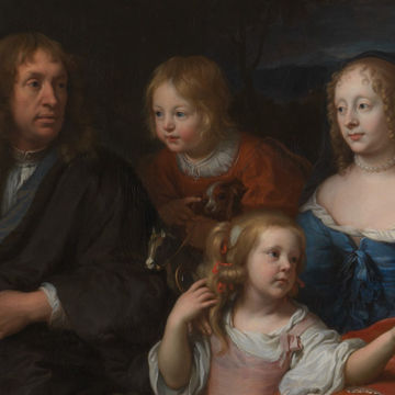 Detail view of a 17th-century painting of a French noble family
