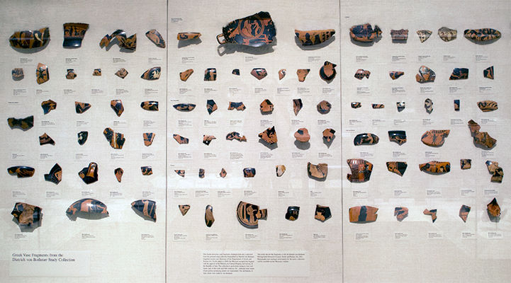 Selected fragments displayed in gallery vitrine