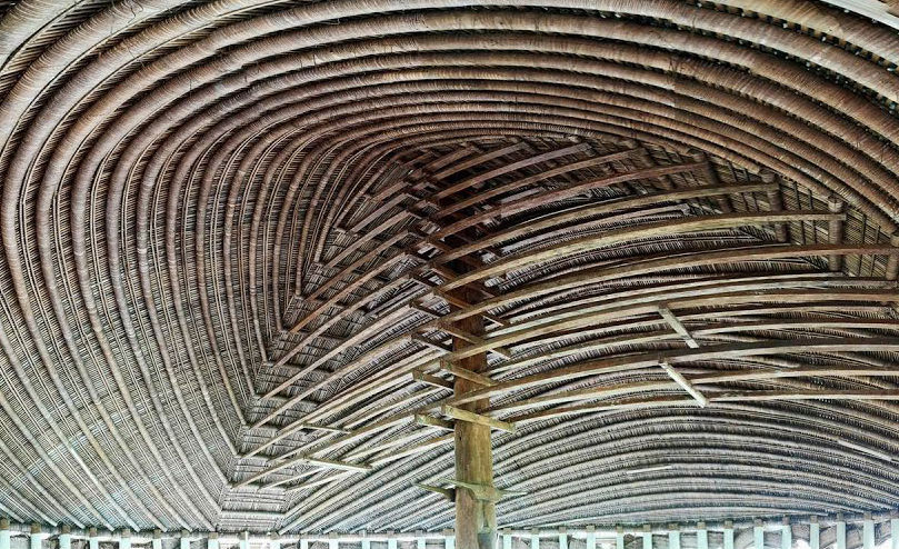 Roof interior of Faletele (meeting house) of Tofilau Eti Alesana, Samoa. Photograph by Albert Refiti.