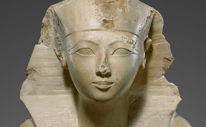 Frontal view of the head of Hatshepsut