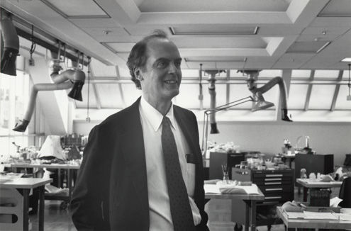 James H. Frantz, Conservator in Charge from 1976–2003, in the Fifth Floor studios of the Sherman Fairchild Center for Objects Conservation, 1994