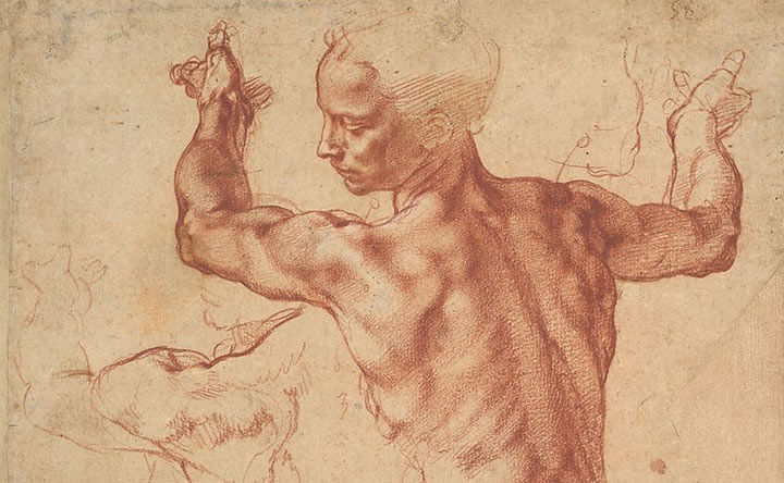 Red chalk drawing by Michelangelo