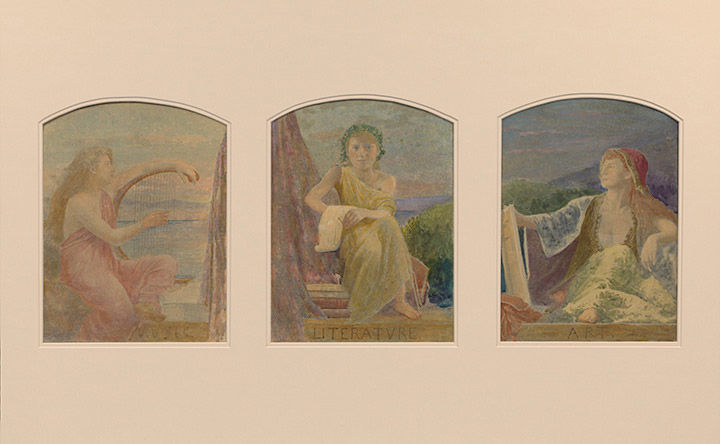 Louis Comfort Tiffany, "Suggestion for Three Upper Windows in Large Hall for the Residence of Mr. T. Eaton, Toronto, Canada", ca. 1904–1911