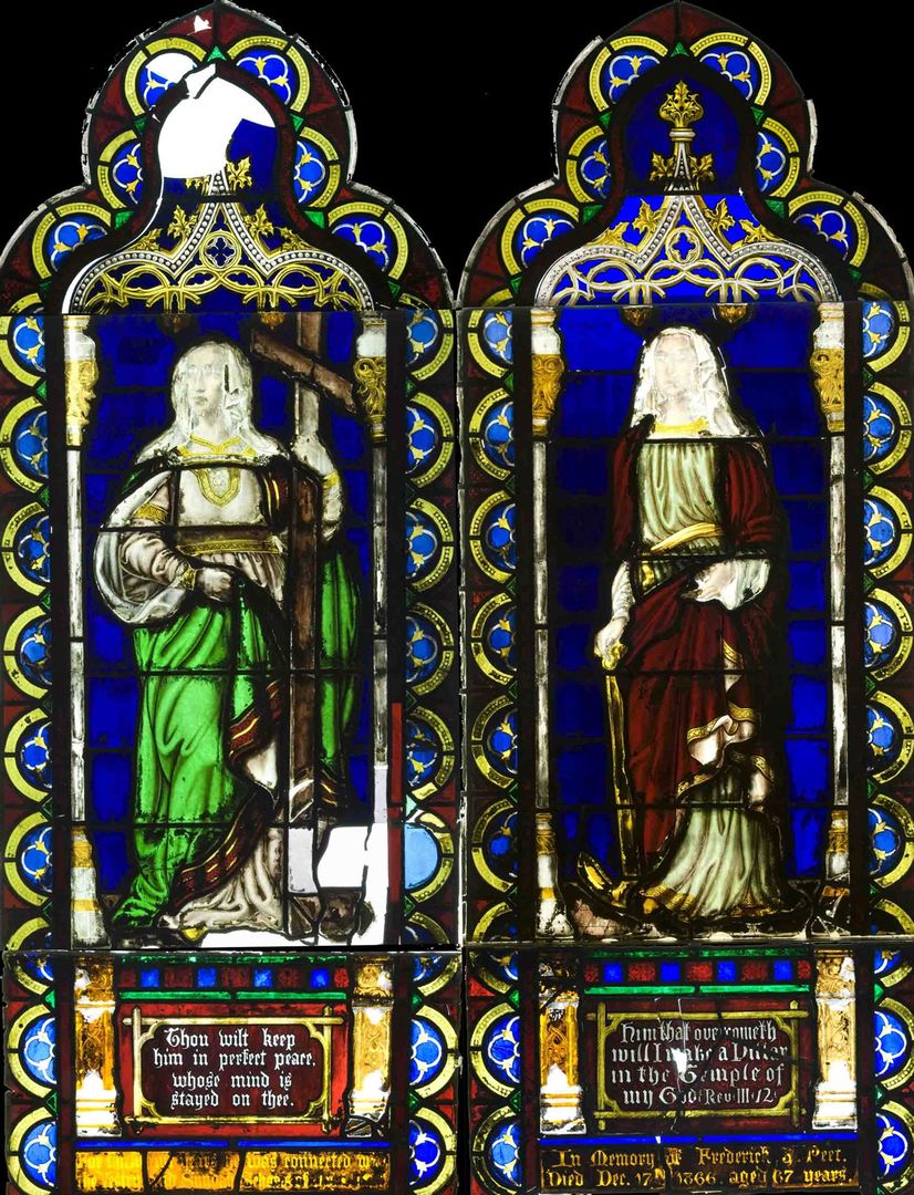 English Stained Glass Window- Green and Yellow - Dead People's