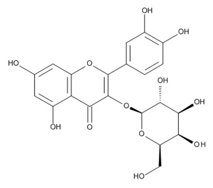 Chemical structure of hyperoside, flavonoid in Cuscuta.