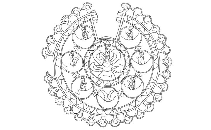 Line drawing of an ancient Iranian earring