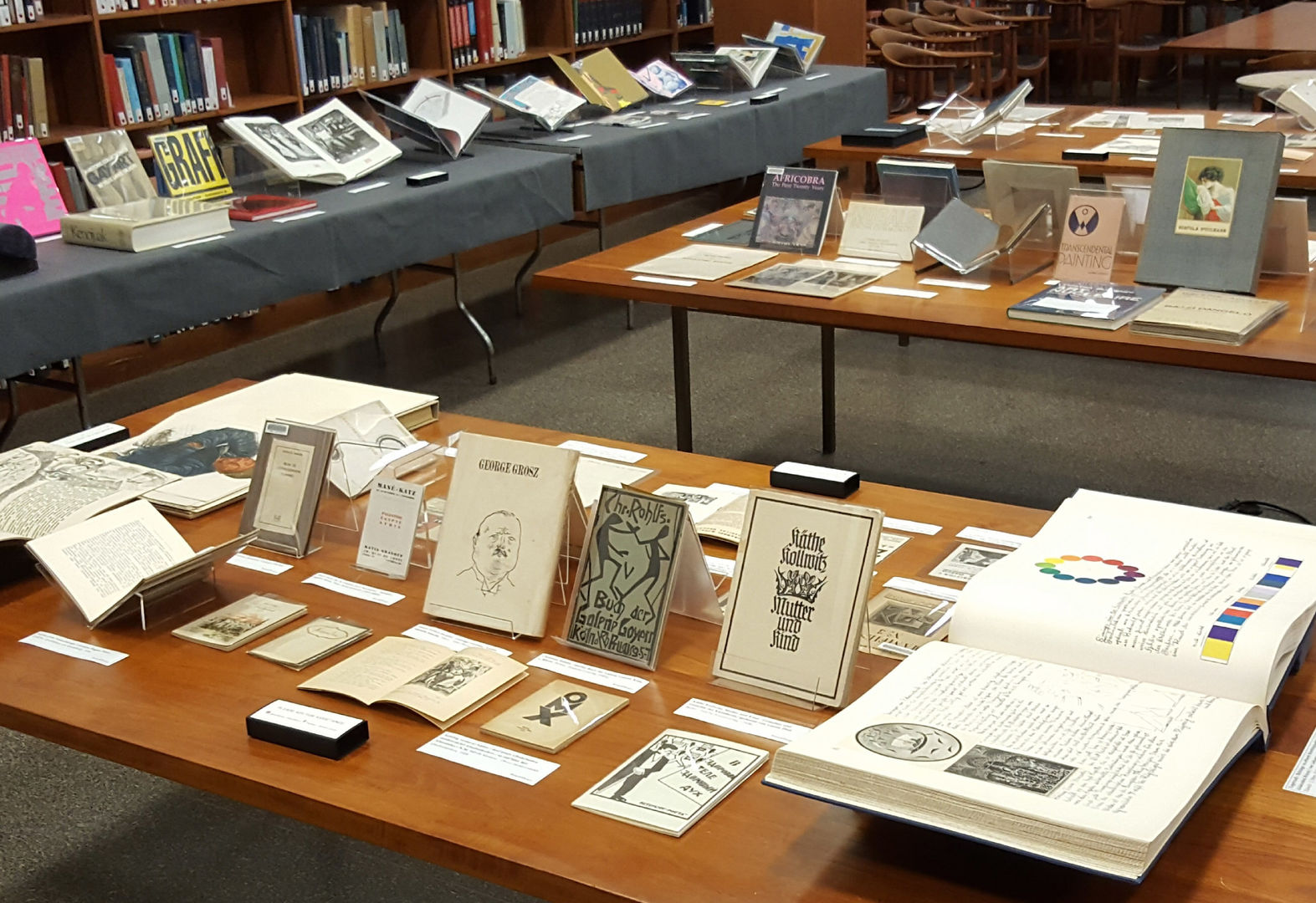 Tables covered with books on display