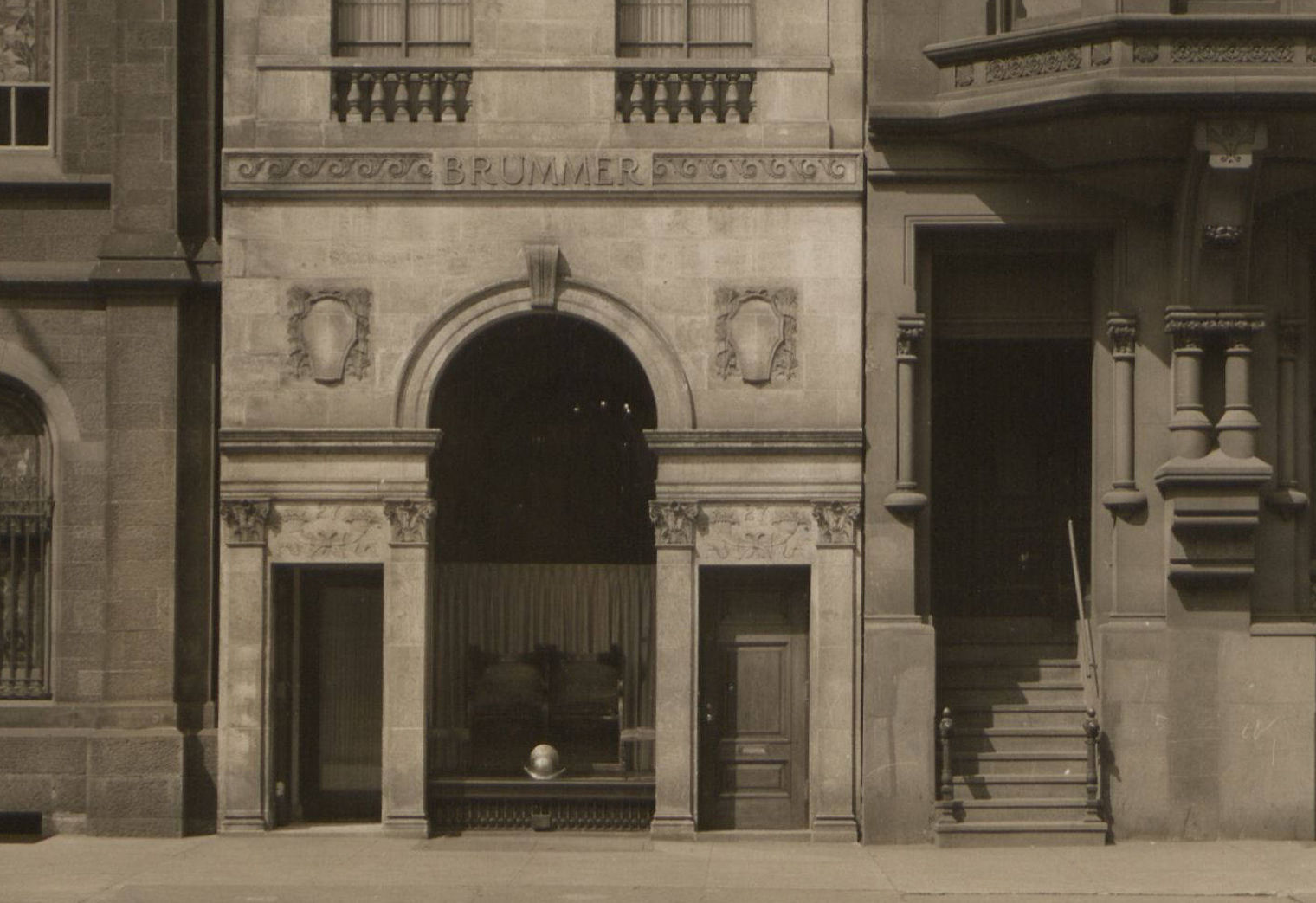 Detail of a photograph of the Brummer Gallery storefront on 57th Street in New York City