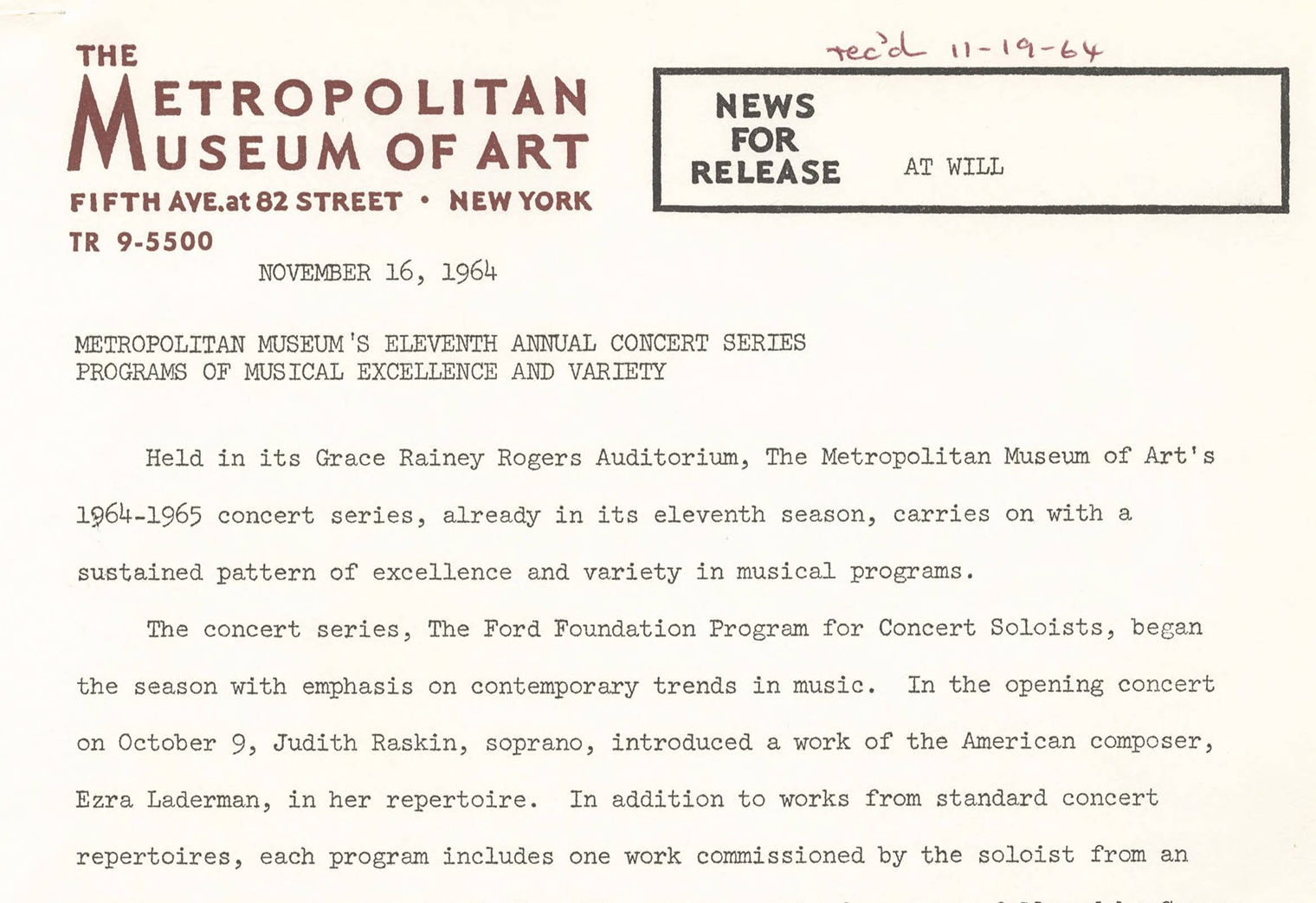 Concert Press Release Template from www.metmuseum.org