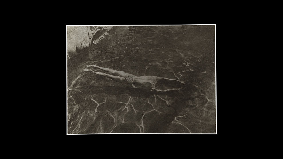 André Kertész (American, born Hungary,1894–1985). Underwater swimmer, Esztergom, Hungary, 1917.<br /> Gelatin silver print, 1 1/2 x 2 in. (3.8 x 5.1 cm). <br />Promised Gift of Ann Tenenbaum and Thomas H. Lee. © 2020 Estate of André Kertész/Higher Pictures