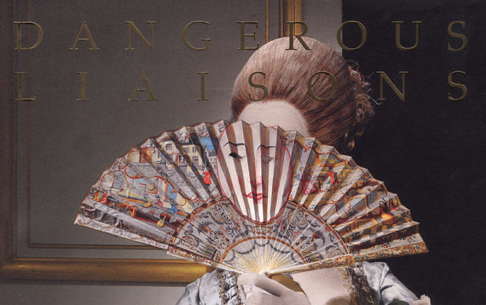 Cover of Dangerous Liaisons catalogue showing a mannequin holding a fan in front of her face