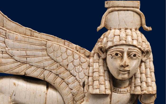 Ivory sculpture of a half-human, half-lion with wings