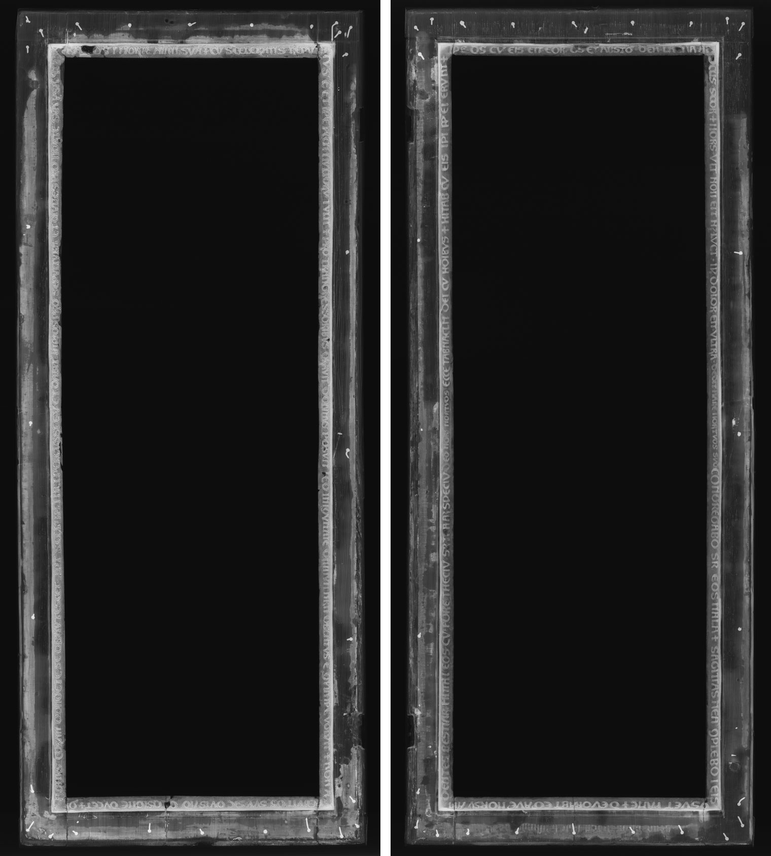 X-radiograph images of two painting frames