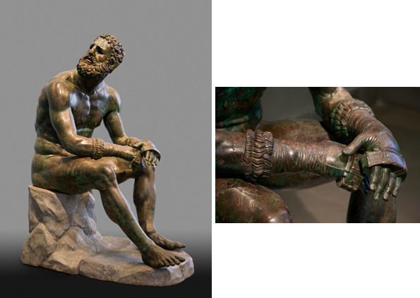 Boxer at Rest, Greek, Hellenistic period, late 4th–2nd century B.C., bronze with copper inlays.