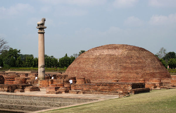Vaishali stupa and sacred area containing an Ashokan Pillar