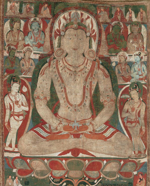 Buddha Amitayus Attended by Bodhisattvas.  Tibet, 11th or early 12th century.