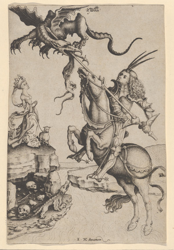 Master IAM of Zwolle (Netherlandish, active ca. 1470–95), St. George and the Dragon, ca. 1485–ca. 1495