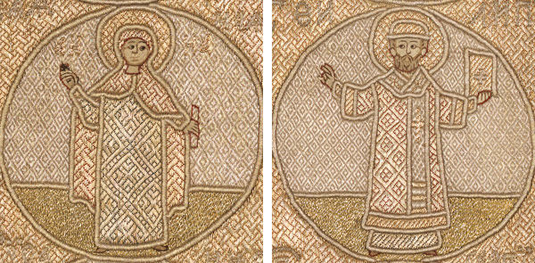 Detail views of 46.191, depicting the Tsarevich Dmitrii's wife, Anna (left), and Metropolitan Philip II of Moscow (right)